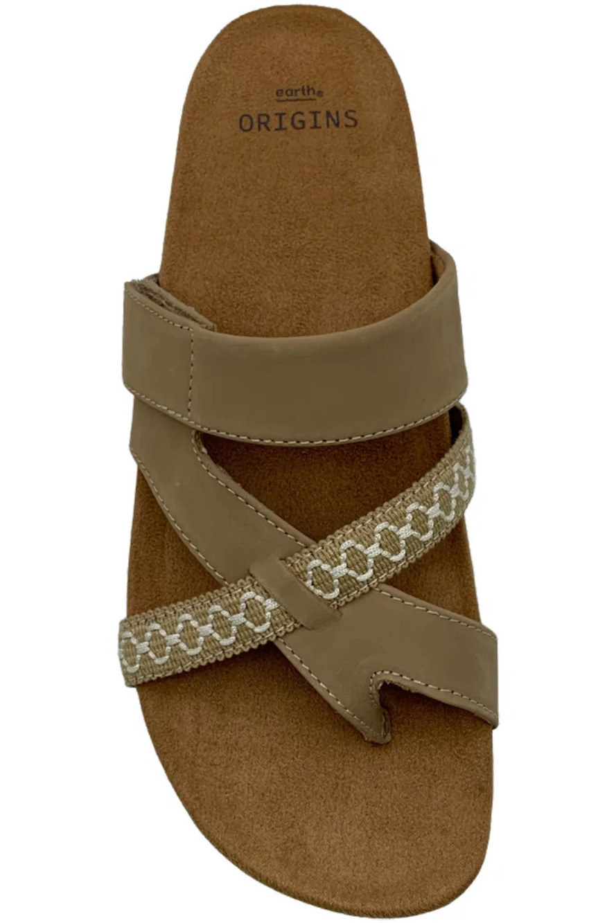 Earth Origins Nubuck Toe-Post Sandals Ossi Wheat - Medium - Picture 3 of 4